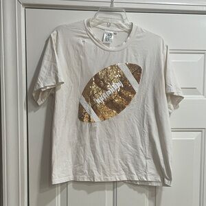 Queen of Sparkles Gold Football Graphic Tee